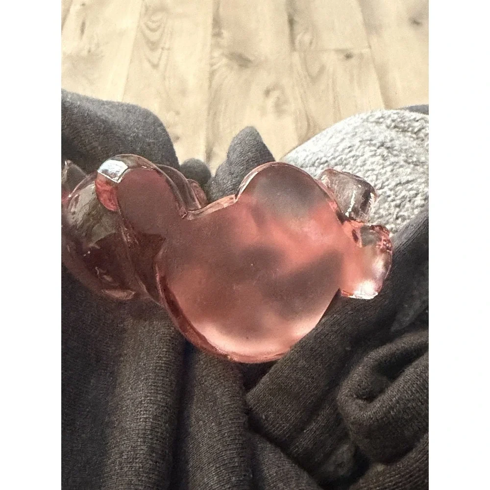 Vintage Fenton Art Glass Pink Transcluent Laying Down Teddy Bear Figurine - Picture 4 of 5